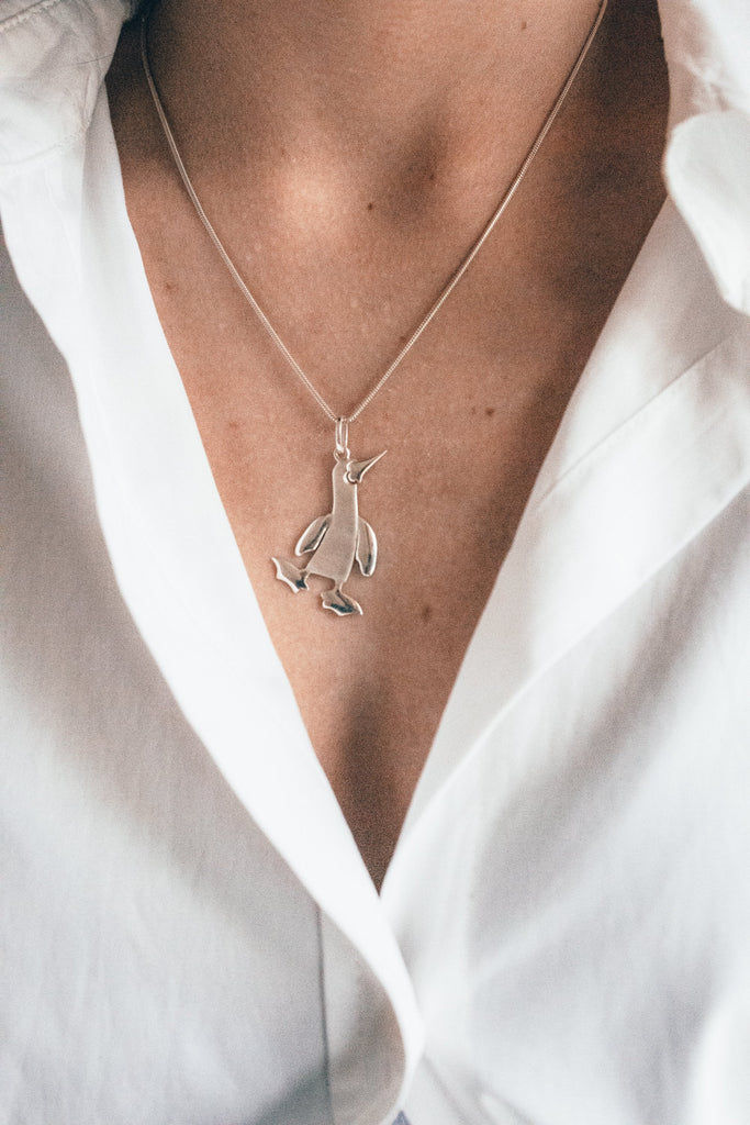 Solid Silver Blue Footed Booby Necklace Charm - Sula Beachwear